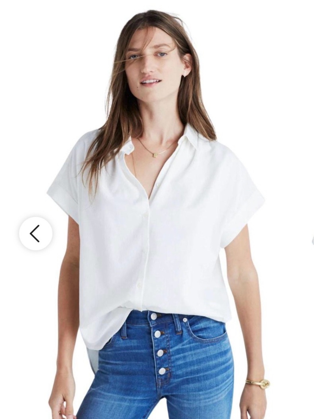 Madewell White Short-Sleeve Button Down Camp Shirt
